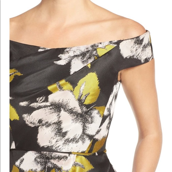 Adrianna Papell Off Shoulder Jacquard Dress - Picture 2 of 5